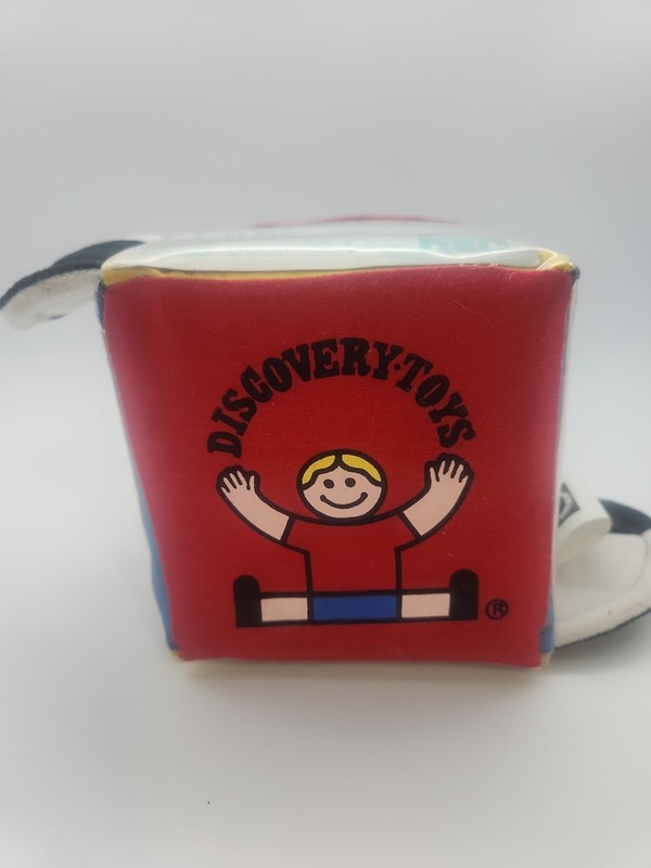 Vintage Discovery Toys Baby Photo Cube Washable Crinkle Soft Infant Bright #1150