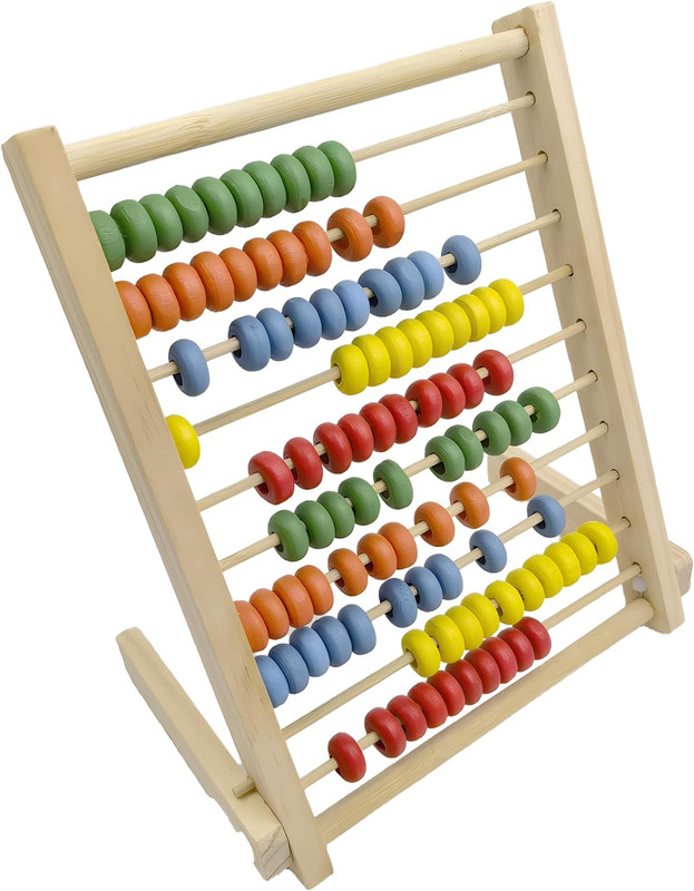 Wooden Counting Frame Abacus for Kids Math Learning – 10 Rows, 8-Inch