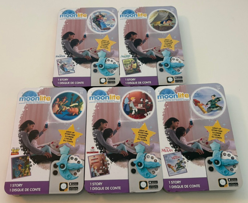 Moonlite Story Reel Storytime Projector Set of 5 Mulan, Toy Story, Frozen, Other