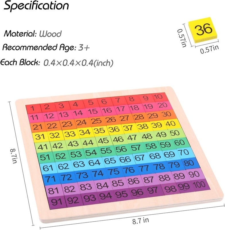Wooden Montessori Math Counting Hundred Board Toys, 1-100 Consecutive Numbers Le gallery