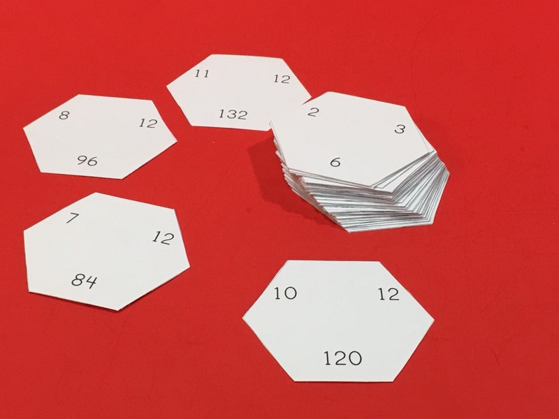 Math Hexagons – Flash Cards – Multiplication facts