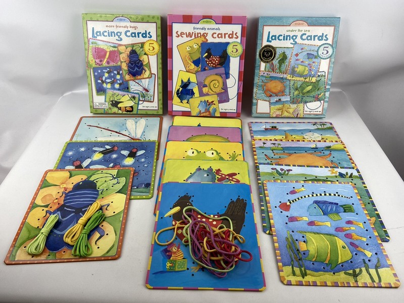 eeBoo Lacing Sewing Card Sets 12 Cards 7 Laces Partial Sets