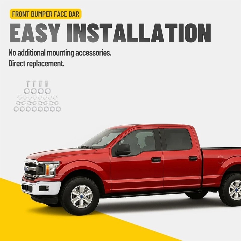 18-20 Ford F150 Front Bumper Face Bar w/ Fog Light Hole Impact Bar Chrome gallery