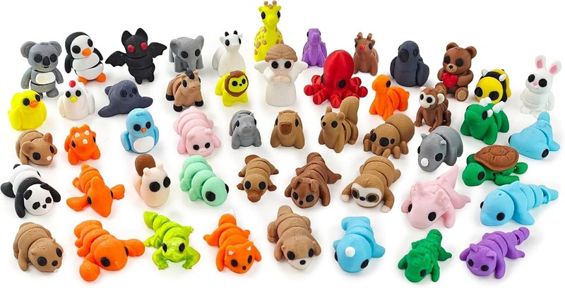 50 pcs Animal Figurines, 3D Printed Animal Figurines Set, Articulated, Party Fav