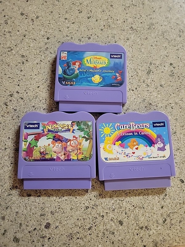 VTech VSmile Alphabet Park Adventure, Carebears & Little Mermaid Game Lot