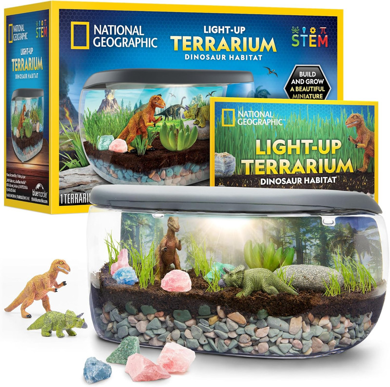 National Geographic Light up Terrarium Kit for Kids – Build a Dinosaur Habitat w