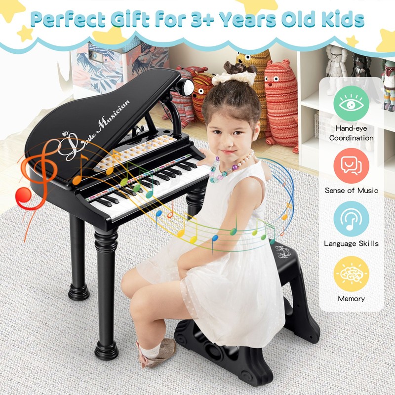 31 Keys Kids Piano Keyboard Toy Toddler Musical Instrument w/ Stool & Microphone gallery