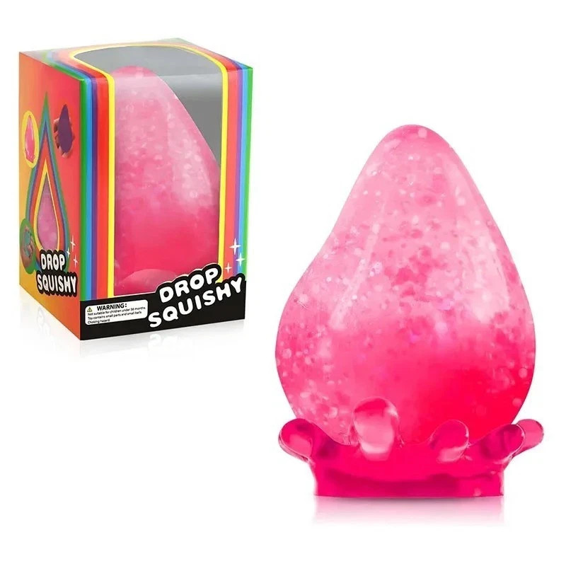 Dream Drop Sensory Squeeze Toy 3″ Tall PINK Glitter