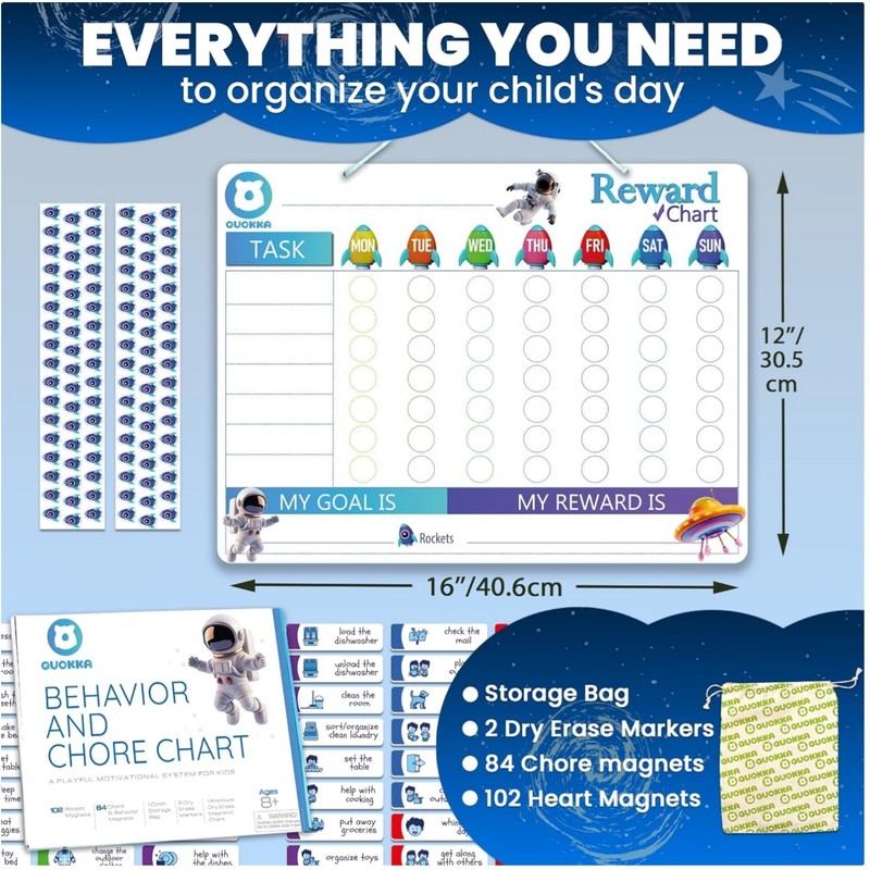 Kids’ Educational Reward Chart with Magnets and Markers