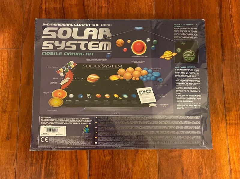 3D Solar System Glow In The Dark Kids Room Educational Planets Mobile Making Kit