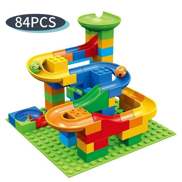 Marble Race Run Blocks Maze Ball Track Building Blocks Plastic Funnel Slide DIY