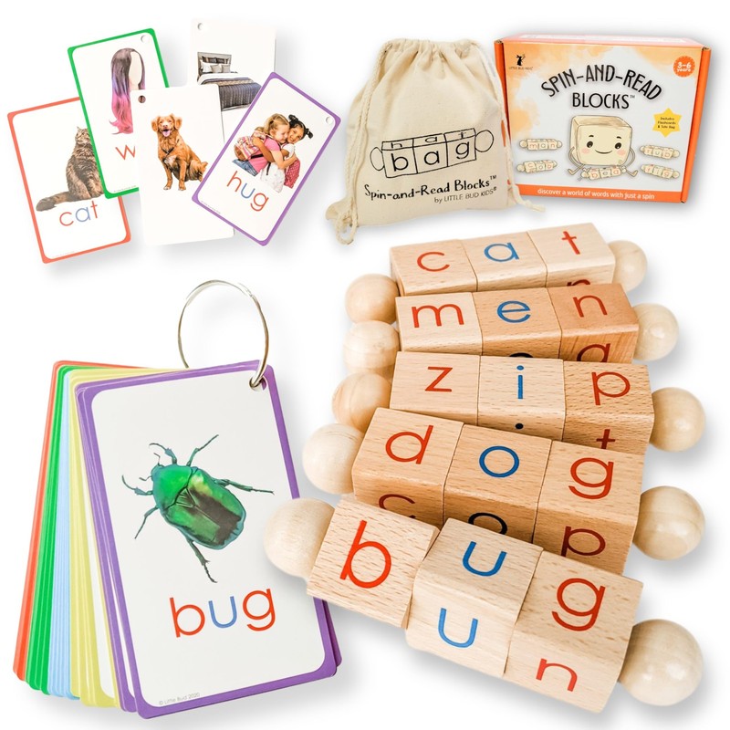 Spin-and-Read Montessori Phonetic Reading Blocks with CVC Phonics Flashcards …