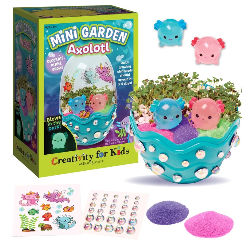 Creativity for Kids Mini Garden: Axolotl Terrarium – 5.25” h x 3” w, Multi
