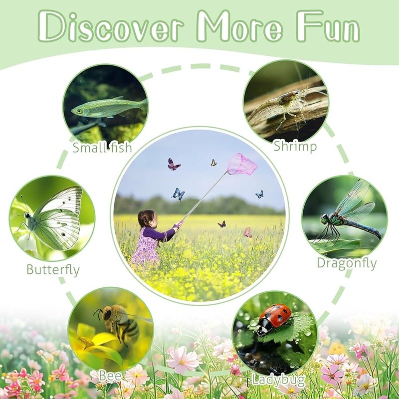 Telescopic Butterfly Net Kit W/ Pop Up Mesh Cage & Tweezers Outdoor Exploration gallery