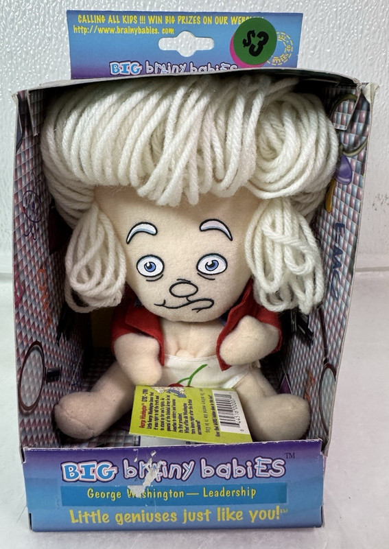 Vtg 1997 BIG BRAINY BABIES-George Washington -Stuffed Plush #1007 New