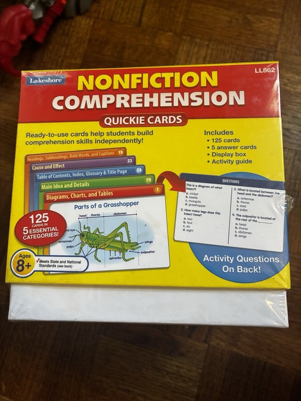 Lakeshore Nonfiction Comprehension 125 Quickie Cards Grade 3rd-5th Age 8-10 NEW