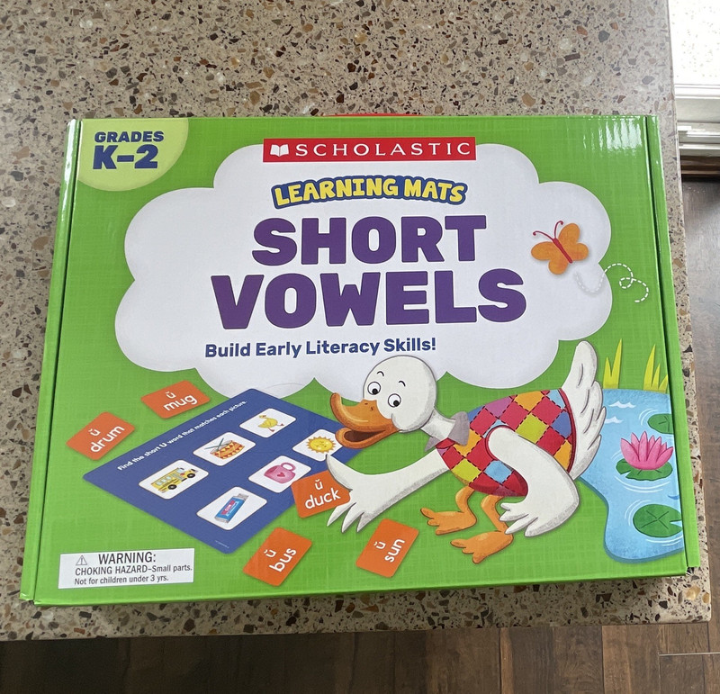 Scholastic Short Vowels Learning Mats Box Set, Grades K-2, Ages 4-7