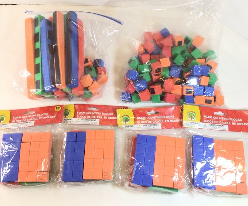 Huge Lot Teaching Tree Foam Counting Blocks, Magnetic 500 M/L, Mix Of New & Used