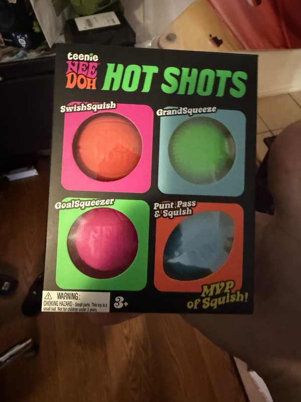 Brand New Teenie NeeDoh Hot Shots Assorted Ball Squish Toys 4 Pieces