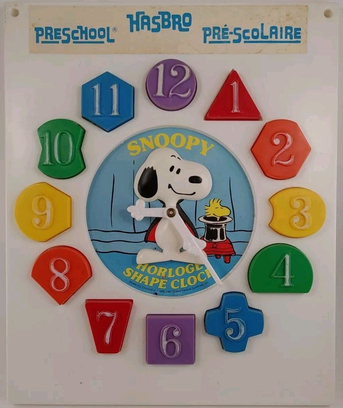 Vintage Snoopy Fit A Shape Clock Learning Toy Peanuts From Hasbro