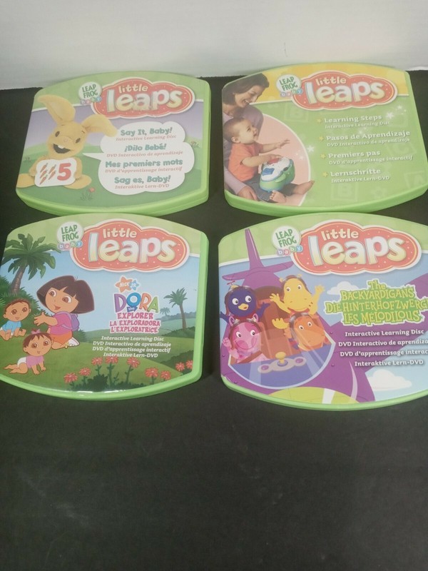 4 Leap Frog Baby Little Leaps Backyardigans, Dora, Learning Steps pre-owned