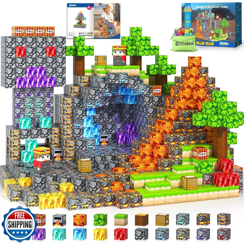 Gooidea Magnetic Blocks -150 Magnetic Building Blocks STEM Toy, S