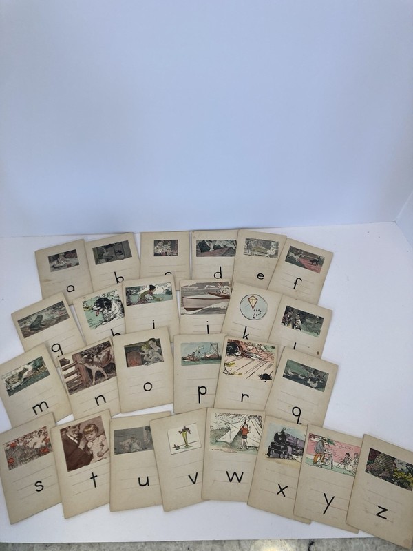 Vintage 1950’s Child’s Alphabet cards with Colored pictures set of 26