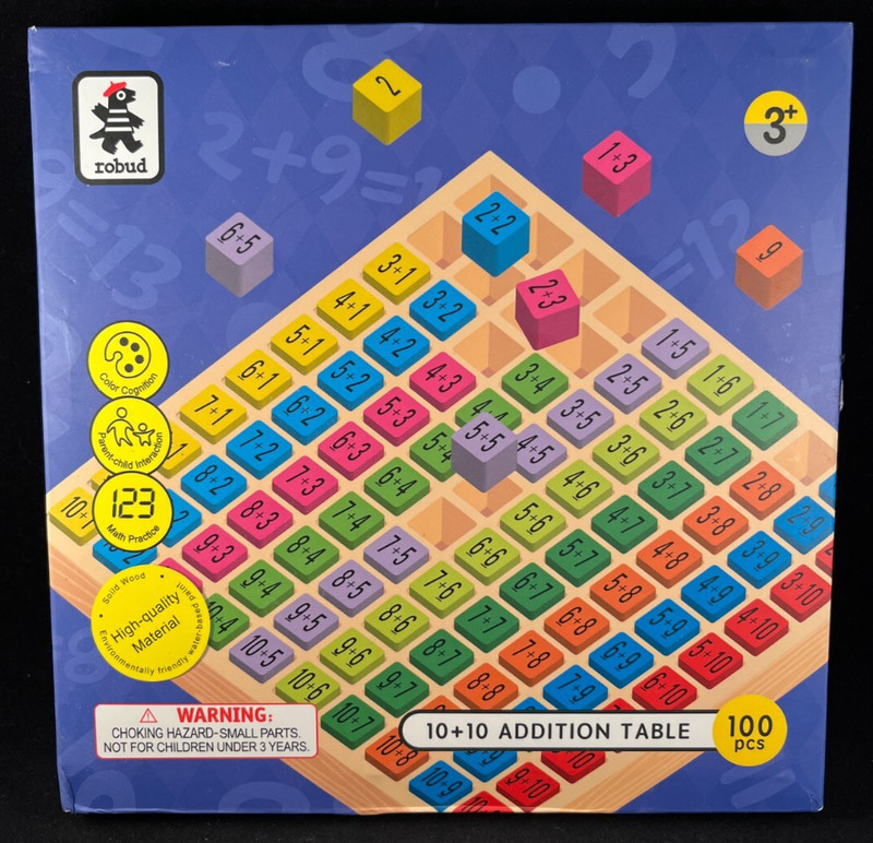 Robud - 10 + 10 Addition Table - 100 Pieces - Montessori - Educational - Wooden