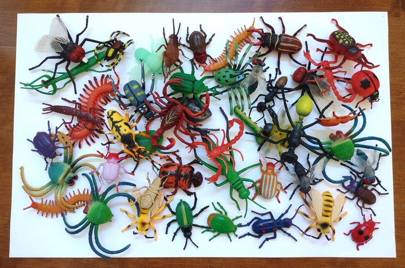 47 ASSORTED REALISTIC INSECTS ~ NATURE TOYS ~ LARGE 1.5 TO 5.5 Inches ~ Flexible