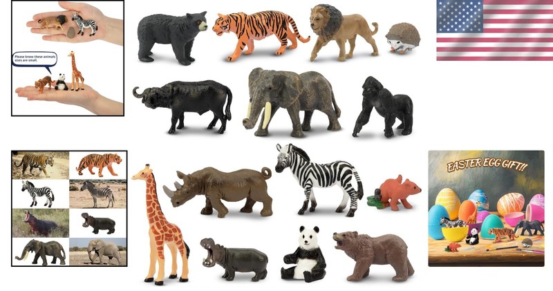 14-Piece Tiny Jungle Animal Toy Set - Ideal for School Projects & Celebrations gallery