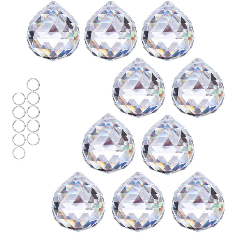 10 Pack 40mm Crystal Prism Ball Suncatchers Pendant Hanging Chandelier Prisms