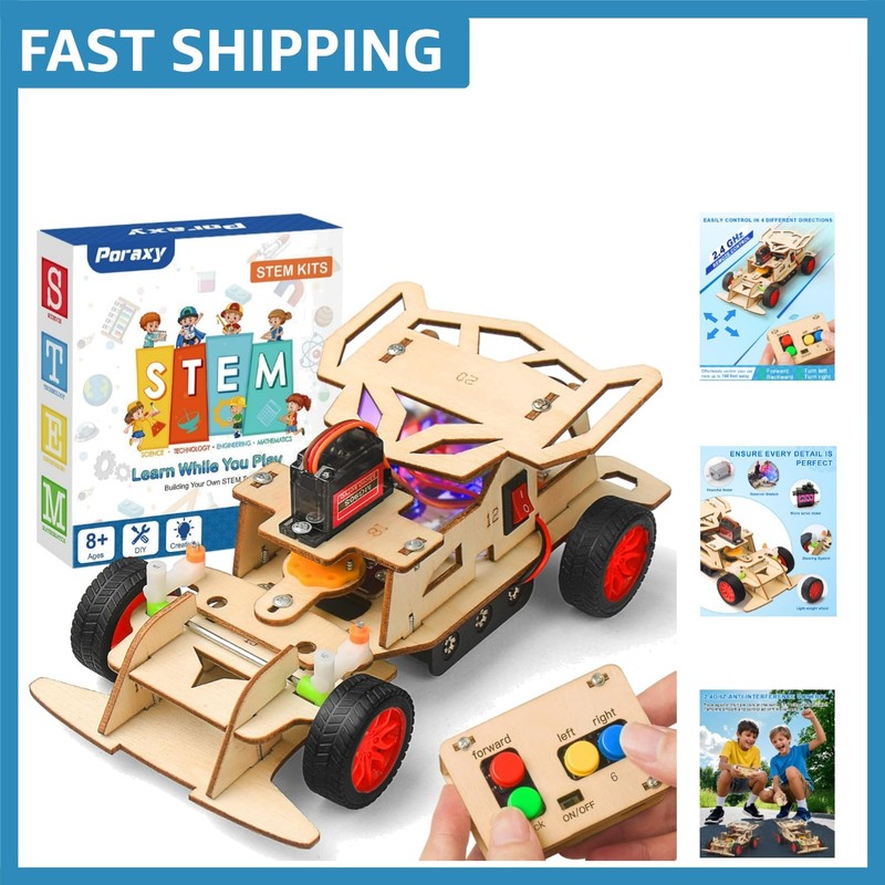 Educational STEM Toys: Remote Control Car & Wooden Puzzle Kits for Ages 8-14
