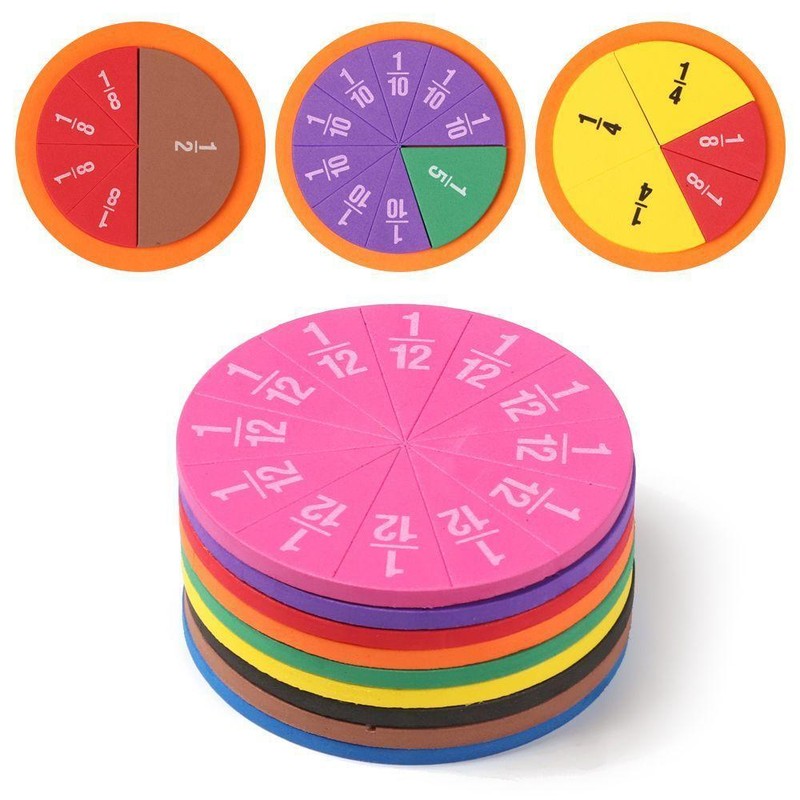 51pcs EVA Fraction Circles Montessori Math Teaching Tool STEM Educational Toy