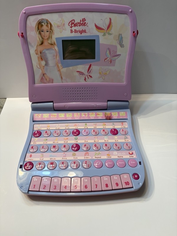 Mattel Barbie B-Bright Learning Laptop Talking Computer Educational Toy Tested gallery