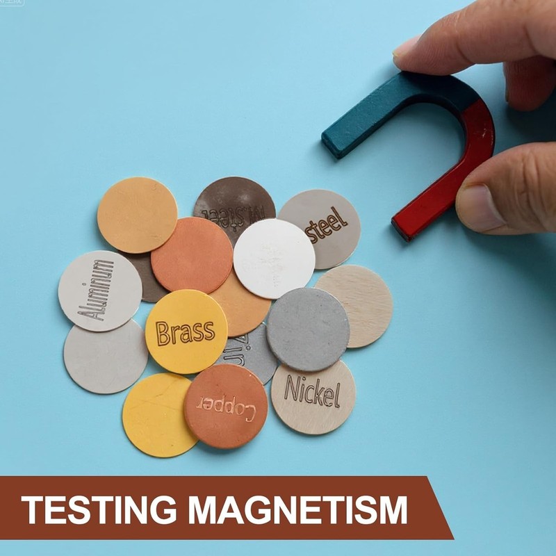 Metal Identification Kit 16 Pieces Magnetic Non Magnetic Discs Set with Storage gallery