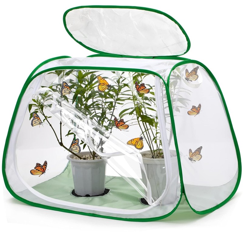 Large Pop Up Outdoor Portable Insect Net Habitat with Rainproof Top Cover