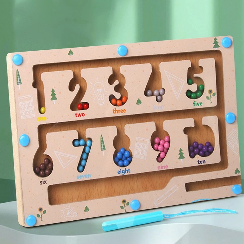 Wooden Magnetic Maze Board Game | Number Learning & Color Recognition Puzzle gallery