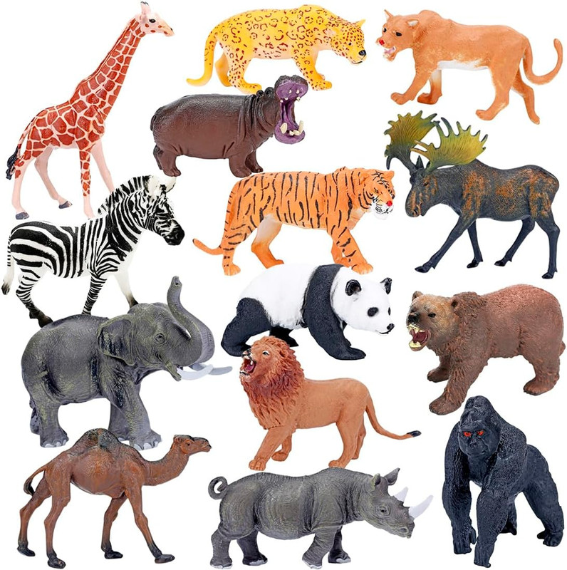Safari Animals Figures Toys, Realistic Jumbo Wild Zoo Animals Figurines Plast…