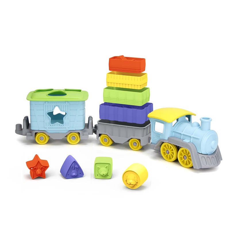 Green Toys Stack & Sort Train, Stacking Toys, Shape Sorter, Eco Toy, Toddler Toy