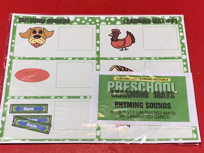 Rhyming Sounds – Set of 6 Learning Mats / Cards – Laminated Activity