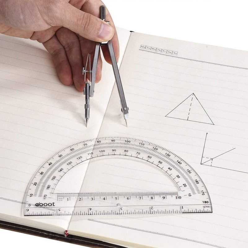 Precision Geometry Math Set: Stainless Steel Compass & 6 Inch Protractor gallery