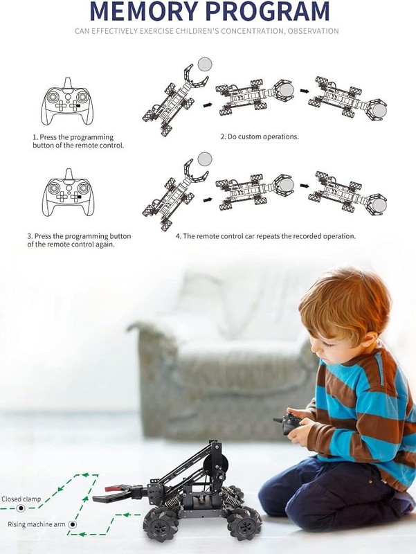 Smart Robot Arm Kit,2-in-1 Science Kits with 4-DOF Robotic Car,Elect... gallery