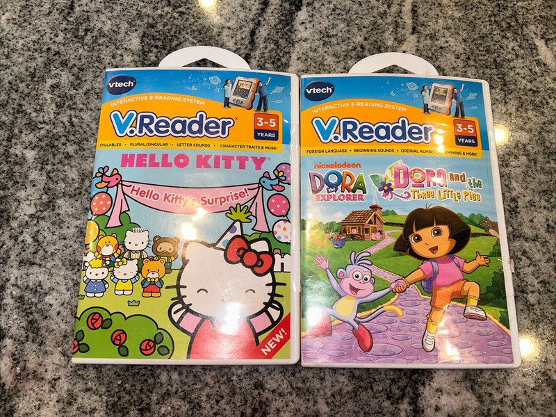 VTECH V.Reader Dora & the Three Little Pigs Hello Kitty 2 Games Software
