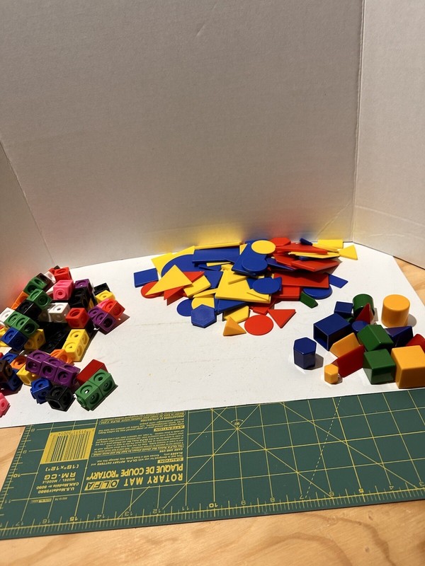 Lot of Early Learning Tools Manipulatives Snap Cubes Attribute And 3D Shapes