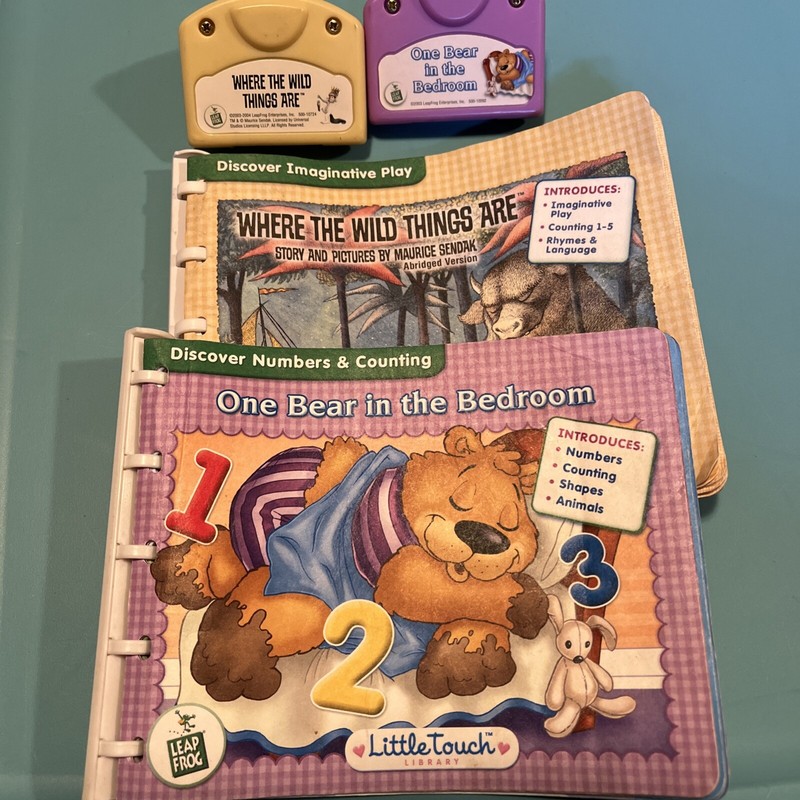Leap Frog Little Touch LeapPad Books Cartridges Wild Things/One Bear In Bedroom