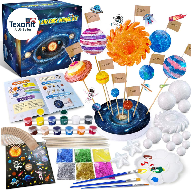Solar System Model Foam Ball Kit with 9 Size Foam Balls, Painting DIY Planets To