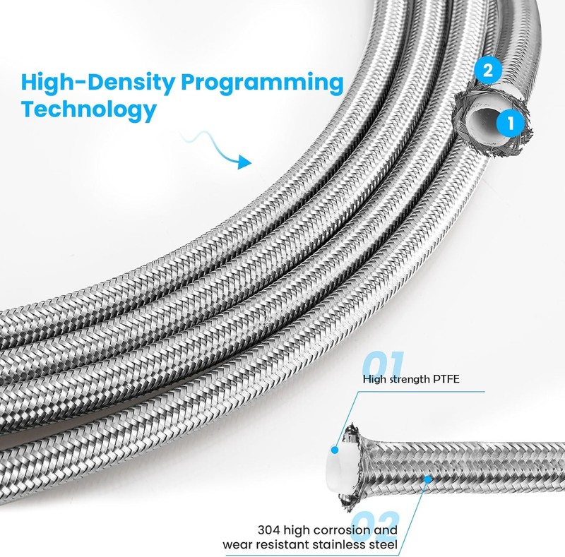 6AN SS Braided Transmission Cooler Lines - 70" Compatible with Chevy, GM, Ford gallery