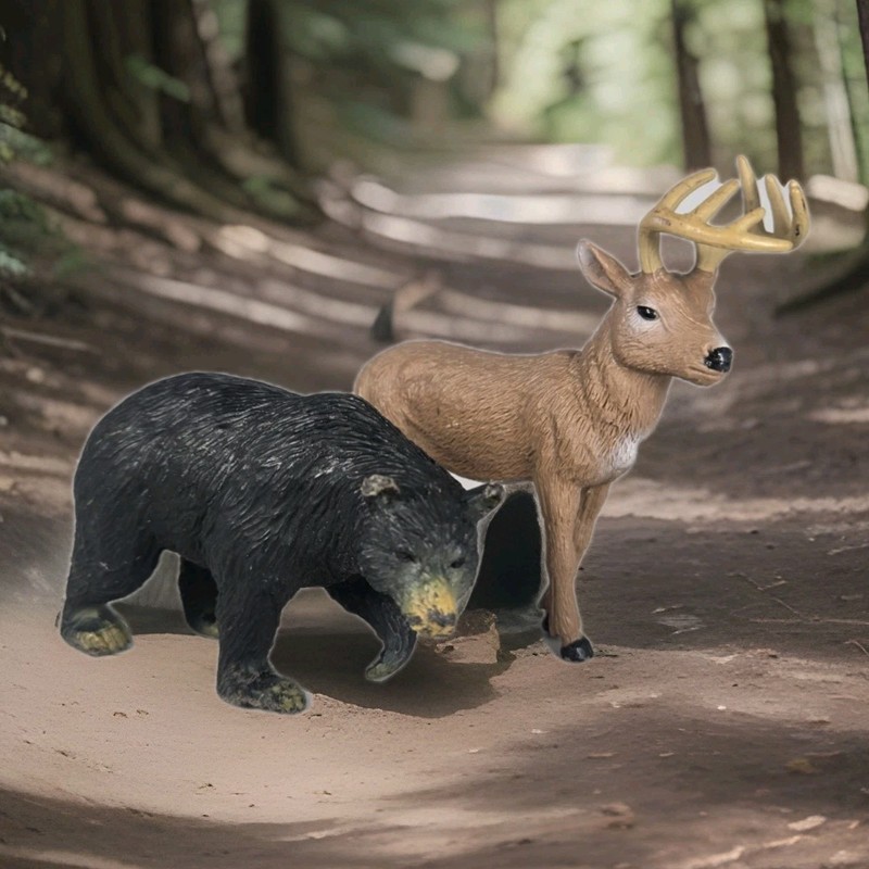 Tree House Kids Inc Black Bear & Buck Deer Toy Play Animal Replica Figures