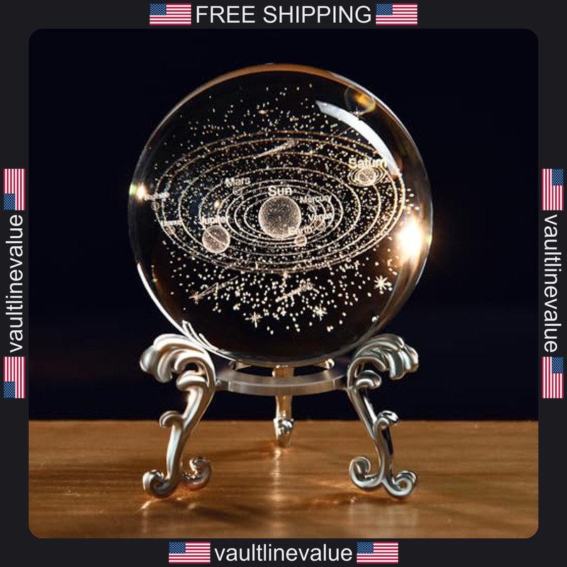 3D Solar System Crystal Ball 60mm Glass Astronomy Globe Space Model Gift