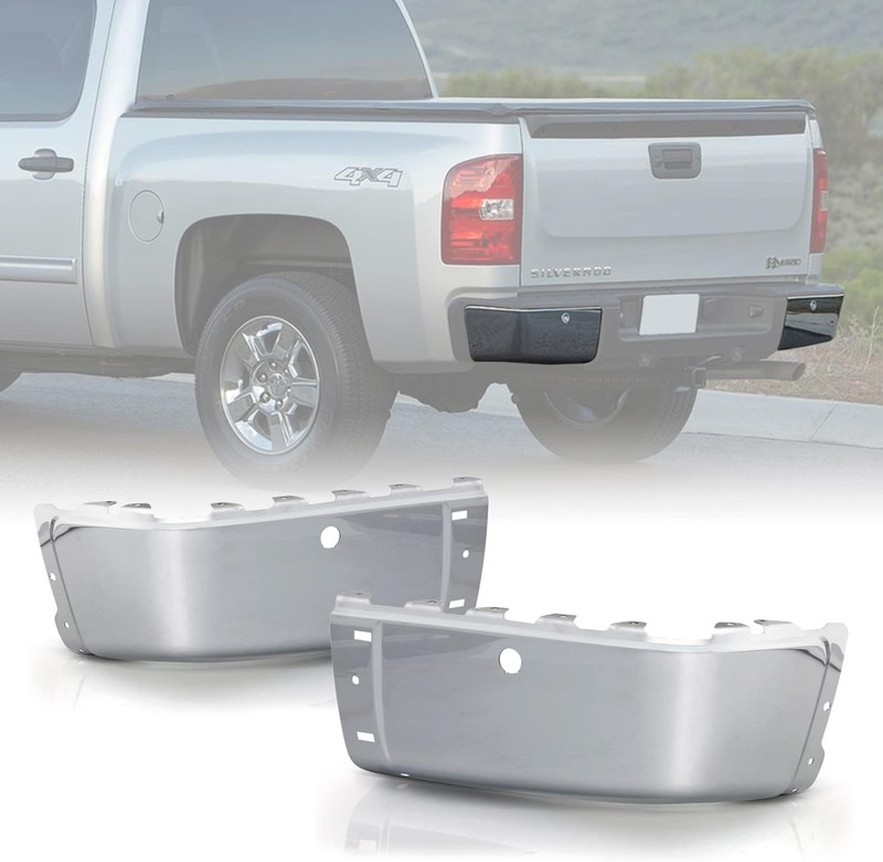 07-13 Chevy Silverado Sierra Chrome Rear Bumper Ends Pair Right & Left GM1104147
